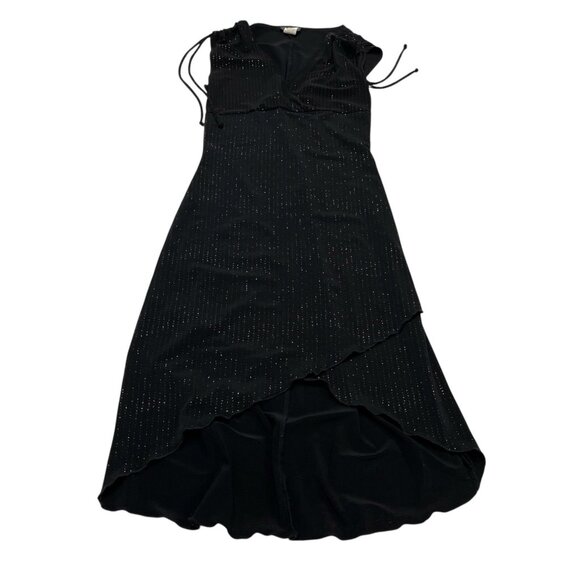 Vintage Y2K Taboo Dress S Black Babydoll‎ Glitter Asymmetrical Fairy Whimsigoth - Picture 2 of 11